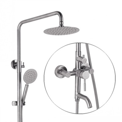 Brushed nickel 8 inch rain shower set 3 functions stainless steel bathroom faucet shower 304